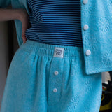 フラワーテリーハーフシャツ / FLOWER TERRY HALF SHIRT_BLUE