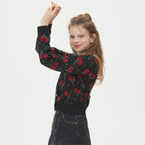 FLOWER JAQUARD KNIT CARDIGAN_BLACK (6610814763126)