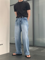 ラボワイドブラッシュデニムパンツ / Labo Wide Brush Denim Pants (Light Blue)