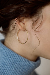 [14K] Slim Hoop Earrings (L)