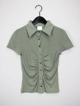 ティアショートスリーブボタンTシャツ/Tear Short Sleeve Button T-shirt (4color)