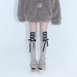 1 1 lace up leg warmer - BEIGE