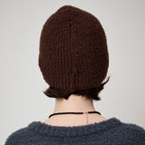 FLUFFY RIBBON BEANIE, BROWN