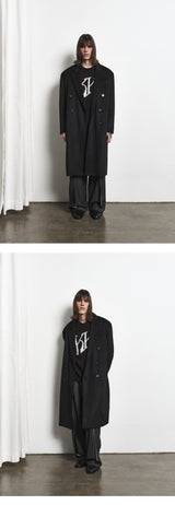 Merino Wool Overfit Double Long Coat (Classic Black)