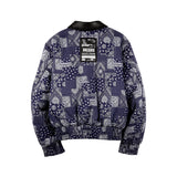 [UNISEX] `CUL` Reversible Leather and Paisley Bomber Jacket (Navy) (6656426606710)