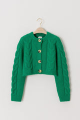 キュートガールリブドニットカーディガン / Cute Girl Ribbed Knit Cardigan