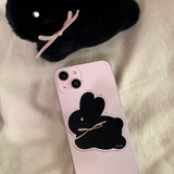 コットンバニーポポスマホグリップ/Cotton bunny popo Smart Tok black