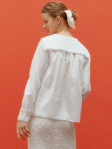 Sailor lace blouse - White (6682590380150)