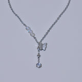 Butterfly Holographic Gemstone Heart Necklace
