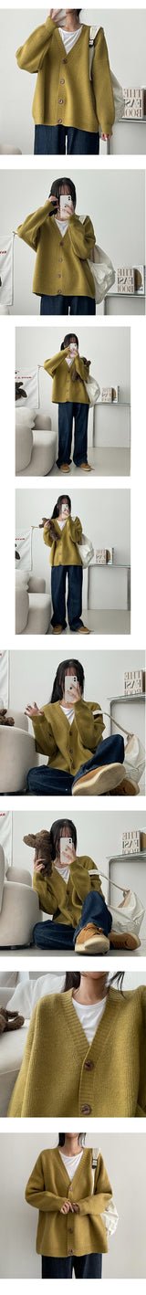 wad thick V-knit cardigan