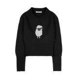 [NF] PECORA COLLAR CROP KNIT (BLACK)_F22ZB346