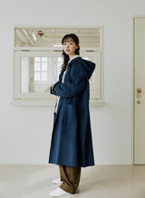 ロングフードジコート / unisex long hood coat blue navy