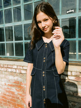 ツーボタンカラースティッチドレス / Two Button Collar Stitch Dress