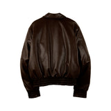 [UNISEX] 'CUL' Reversible Leather and Paisley Bomber Jacket (Dark Brown) (6656414417014)