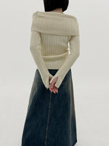 スプリットポイントオフショルダーニット/Split Point Off-Shoulder Knit (2color)