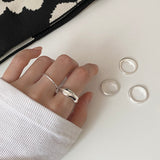 [5 set] matte bold simple ring set / 2 color / glossy daily layering