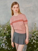 カラーラインツイストニット / Color Line Twisted Knit (Pink)