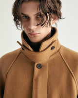 UNISEX WOOL RAGLAN HIDDEN COAT M - TWILL CAMEL (6636060704886)