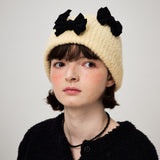 FLUFFY RIBBON BEANIE, YELLOW