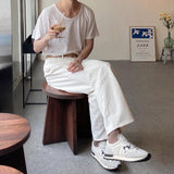ホワイトワイドロングデニムパンツ