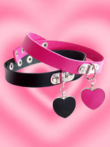 パンクラバーハートレザーチョーカー/punk lover♡ heart leather choker