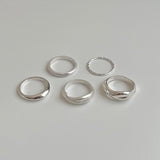 [5 set] matte bold simple ring set / 2 color / glossy daily layering