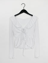 プリーツラッフルカーディガン/Pleated Ruffle Cardigan (4color)