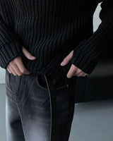 EN knob warmer half zip-up knitwear (4 colors)