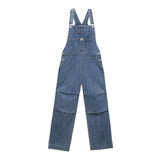 Pleated wide-leg denim jumpsuit