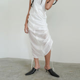 2ウェイシャーリングシアーロングワンピース / 2 WAY SHIRRING SHEER LONG OPS (WHITE)