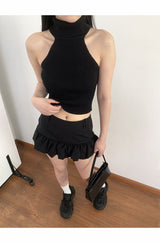 Sleeveless polar ribbed crop knit