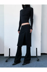 Chic slit skirt bootcut pants
