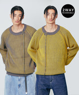 ダブリンリバーシブルルーズフィットラグランニット / dublin reversible loose fit raglan knit yellow grey