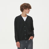 LAMBSWOOL V NECK CARDIGAN_BLACK (6612827209846)