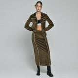 ベルベッドスカート/velvet skirt (brown)