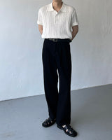 キコスコッチショートスリーブカラーニットウェア / OWN Kiko Scotch Short-Sleeved Collar Knitwear (2 colors)
