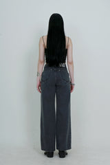 [Sserpe x Dilettantisme] Grey V Cut Wide Denim Pants (6687114920054)
