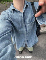 No.0344 washed denim over SHIRT