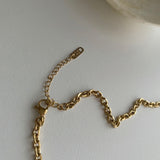 ハートユニークボールドチェーン2WAYハンドメイドネックレス / hun Heart Unique Bold Chain Two Way Handmade Necklace