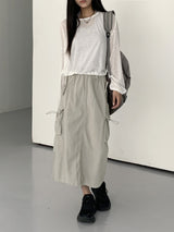 シースルー バックリボン ビーチウェア リネン 長袖 カーディガン/ Fyuber See-Through Back Ribbon Beachwear Linen Long-Sleeved Cardigan