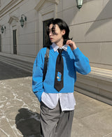ブロンクロップVネックニット (4 color) (6695923712118)