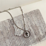 コインブラッククロス2ウェイネックレス/ky Coin Black Cross Two Way Necklace