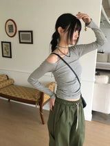 [SET] Signal Layered Tank Top One Shoulder T-Shirt