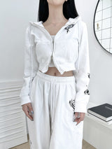 ハートクロップフードジップアップ/[High quality] 847. Heart crop hood zip up (2color)