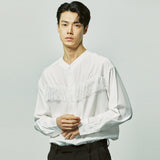 ウェスタンフリンジvネックカラーシャツ / western fringe v-collar shirts white