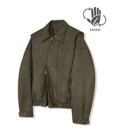 87-STAN029 [Vegan Suede] Multi-placket Suede Jacket Khaki