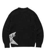 W DAMAGED STAR KNIT CREWNECK BLACK(CV2DFFK601A)