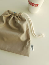 Two tone string pouch - beige L