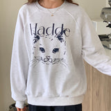 キャットドローイングスウェットシャツ/CAT DRAWING SWEATSHIRTS (WHITE MELANGE)