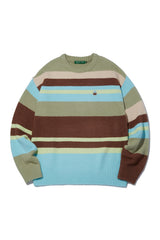 Bear Patch Multi Stripe Knit_Olive Green (6678731292790)
